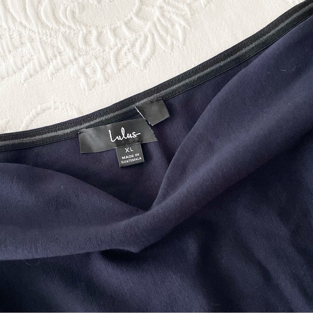 NWOT Lulus How Much I Care Midnight Blue Off-the-Shoulder Midi Dress XLarge - Picture 4 of 6
